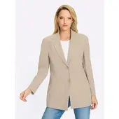 HEINE Jackenblazer "Blazer", Damen, Gr. 42, beige (beige, meliert), 94% Polyester, 6% Elasthan, Blazer Jackenblazer