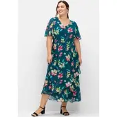 Sheego Abendkleid in dunkelpetrol-gemustert | Gr.: 54