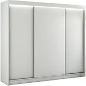 ALTDECOR Kleiderschrank mit furnierten Schiebetüren, kugelgelagerte Führungsschienen und Aluminium-Leisten 250 cm Weiß