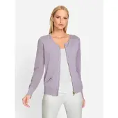 HEINE Strickjacke "Cardigan Feinstrickjacke mit 2-Wege-Reißverschluss", Damen, Gr. 40, lila (flieder), Modisch, Rundhals, Strickjacken Strickjacke