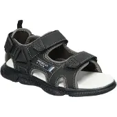 American Club XD187, Kinder Sandalen Klettverschluss Leder-Einlegesohle bequem, Schwarz 34