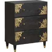 Syfax Sideboard Schwarz 60 x 33 x 75 cm Massivholz Mango