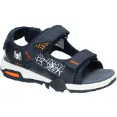 American Club ES219, Kinder Sandalen Klettverschluss Leder-Einlegesohle bequem, Navy 32