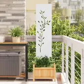 Syfax Garten Sichtschutz-Leinwand Floral Weiß 32 x 140 cm