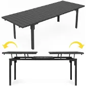 Northio Ausziehbarer Gartentisch für 12 Personen, 180-240 cm, Stahl & HDPE