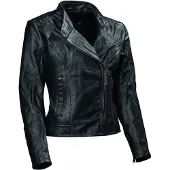 Difi Rose Damen Motorrad Lederjacke, schwarz, 46