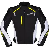 Modeka Lineos Motorrad Textiljacke, schwarz/weiß/gelb, 2XL