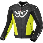 Berik Street Motorrad Lederjacke, schwarz/gelb, 52