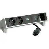 Bachmann 902.904 DESK2 2xCEE7/3 1xUSB A/C 22W 1xCM 0,2m INOX 902904