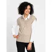Inspirationen Pullunder "Pullunder", Damen, Gr. 40, beige (sand), 60% Baumwolle, 40% Polyacryl, unifarben, Pullover Pullunder