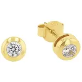 Amor Paar Ohrstecker "9077304", gold (gelbgoldfarben, weiß, kristallweiß), Ohrringe, Damen, 5mm, Gelbgold 585, Paar Ohrstecker, mit Zirkonia (synth.)