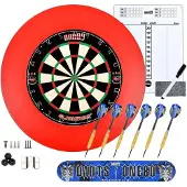COFI Professional Perfection Dartscheibe mit Pfeilen Steeldartscheibe aus Sisal mit Rotschutzring