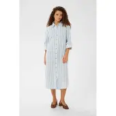 Saint tropez Hemdblusenkleid SAINT TROPEZ "ZalindaSZ Shirt Dress", Damen, Gr. M, N-Gr, skyway ice stripe, Web, Obermaterial: 100% Baumwolle, gestreift, ca. Mitte Wade, mit Aufschlag, Kleider Hemdblusenkleid