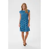 Saint tropez Midikleid SAINT TROPEZ "Damen Kleid GislaSZ", Damen, Gr. M, N-Gr, blau (blau turtledove big dot), Obermaterial: 100% Viskose LENZING ECOVERO CV LenzEcov., Kleider Midikleid