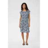 St. Tropez Sommerkleid SAINT TROPEZ "GislaSZ Dress", Damen, Gr. S, N-Gr, blau (nightsky brushed blooms), Web, Obermaterial: 100% Viskose, gemustert, kurz, Rundhals, Kleider Sommerkleid
