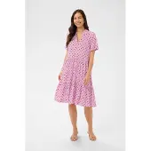 Saint tropez Midikleid SAINT TROPEZ "Damen Kleid EdaSZ", Damen, Gr. XS, N-Gr, pink (pink braun dot), Obermaterial: 100% Viskose LENZING ECOVERO CV LenzEcov., Kleider Midikleid