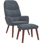 vidaXL Relaxsessel mit Hocker Dunkelgrau Samt