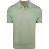 Suitable Gestricktes Poloshirt Baumwolle Leinen Grün - XXL