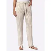 Sieh an! Schlupfhose CLASSIC BASICS, Damen, Gr. 52, Normalgrößen, beige (sesam, weiß, gestreift), 100% Viskose, gemustert, mehrfarbig, lang, Hosen Schlupfhose