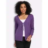 Sieh an! Strickjacke SIEH AN "Strickjacke Strickjacke", Damen, Gr. 44, lila, Strick, , Basic, V-Ausschnitt, Strickjacken Strickjacke