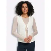 Sieh an! Strickweste SIEH AN "Strickweste Strickweste", Damen, Gr. 54, weiß (ecru), Strick, , Basic, V-Ausschnitt, Westen Strickweste