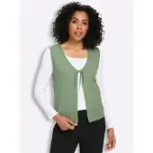 Sieh an! Strickweste SIEH AN "Strickweste Strickweste", Damen, Gr. 38, grün (eucalyptus), Strick, , Basic, V-Ausschnitt, Westen Strickweste