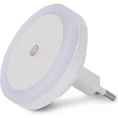 Entac Nachtlicht 0,5 W Kreis CW Weiß, Stecker-Nachtlicht, Weiß, Kunststoff, Kaltweiße, Kinderzimmer, Flur, IP20