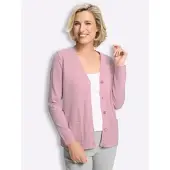 Sieh an! Strickjacke SIEH AN "Strickjacke Strickjacke", Damen, Gr. 44, rosé, Strick, , Basic, V-Ausschnitt, Strickjacken Strickjacke