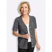Sieh an! Strickjacke in schwarz-hellgrau-meliert | Gr.: 54