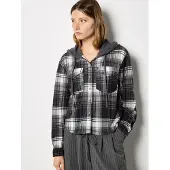 Apricot Karobluse "Kariertes Hemd", Damen, Gr. S (36), grau, gewebt, Obermaterial: 97% Polyester PES. 3% Elasthan EL., kariert, normal, Blusen Karobluse, mit Kapuze