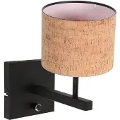 Steinhauer Wandlampe Stang, schwarz/braun, Höhe 25 cm, Kork