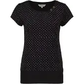 Alife & Kickin 1100000002199 , Damen, Gr. M, schwarz, 65% Baumwolle, 35% Polyester, Rundhals, Shirts 1100000002199, Kurzarm mit Polka-Dot-Allover-Print, Scoop-Neck und Rippbund