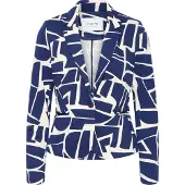 B.young Blusenblazer "Damen Blazer BYRIZETTA", Damen, Gr. 40, blau (med blau geo), Obermaterial: 74% Polyester PES. 22% Viskose CV. 4% Elasthan EL., Blazer Blusenblazer
