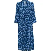 Kaffe Midikleid "Damen Kleid KAamber", Damen, Gr. 38, N-Gr, blau (midnight m., ebb, flow flower), Obermaterial: 100% Viskose LENZING ECOVERO CV LenzEcov., Kleider Midikleid