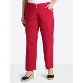 Sheego 7/8-Hose , Damen, Gr. 44, Normalgrößen, rot (erdbeere), 97% Baumwolle, 3% Elasthan, unifarben, Hosen 7/8-Hose