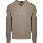 Steppin' Out Pullover V-Ausschnitt Merinowolle Hellbraun