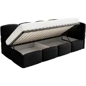 Selsey Cloudy – Kinderbett 90x200, Rausfallschutz, Kopfteil rechts, Samt Schwarz