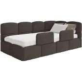 Selsey Cloudy – Kinderbett 120x200, Kopfteil rechts, Matratze & Bettkasten, Chenille Braun