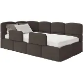 Selsey Cloudy – Kinderbett 120x200, Kopfteil links, Matratze & Bettkasten, Chenille Braun