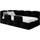 Selsey Cloudy – Kinderbett 90x200, Rausfallschutz, Kopfteil links, Samt Schwarz