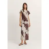 Bugatti Sommerkleid , Damen, Gr. 40, Normalgrößen, Kurzarm, braun (970, bordeaux), 100% Viskose, unifarben, normal, Kleider Sommerkleid, Modern Fit aus bedruckter Viskose