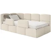 Selsey Cloudy – Kinderbett 120x200, Kopfteil links, Matratze & Bettkasten, Bouclé Hellbeige