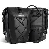 RockBros 2 Stück Gepäckträgertasche 100% Wasserdicht Fahrradtasche 25-32L Tasche mit Tragegriff Schwarz