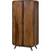 MASSIVMOEBEL24.DE MASSIVMOEBEL24 Kleiderschrank Sheesham 90x45x180 dunkelbraun lackiert MAILAND #211