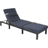 Mendler Poly-Rattan Sonnenliege HWC-A51, Relaxliege Gartenliege Liege - Premium anthrazit, Kissen grau