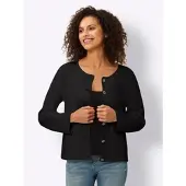 HEINE Strickjacke , Damen, Gr. 50, schwarz, 100% Baumwolle, unifarben, Strickjacken Strickjacke