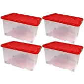 BigDean 4 Stück Große Eurobox mit Deckel und Rollen Aufbewahrungsbox