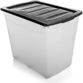 BigDean 4x 80 L Aufbewahrungsbox mit Deckel und Rollen Groß Budget Line