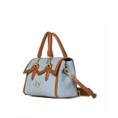 Secret Pon Pon Damen Handtasche Blau Jeans und Leder mit abnehmbarem Schultergurt blu jeans e Cuoio UNICA 25.5x18x9.5 cm YALIS-DENIM-SMALL-DENIM-TAN