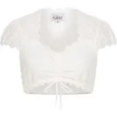 Nübler Dirndlbluse NÜBLER "Dirndlbluse kurzarm Lisaa", Damen, Gr. 36, beige (natur), Obermaterial: 86% Nylon NY. 14% Elasthan EL., Blusen Dirndlbluse
